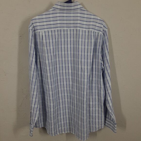Tasso Elba Button Up Shirt Men's Large Blue Geometric Print Casual Long Sleeve - Picture 6 of 8